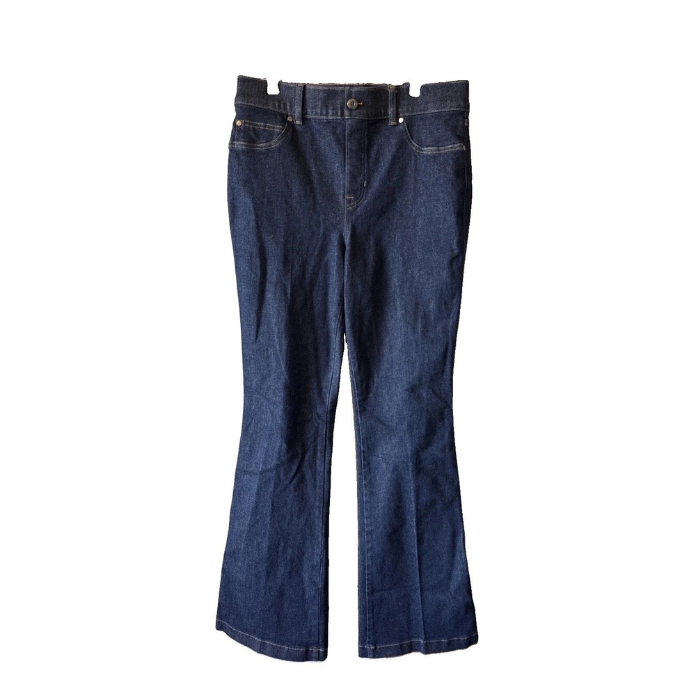 Spanx Dark Denim Blue Pull On Flare Jeans Women Size Large 21266R